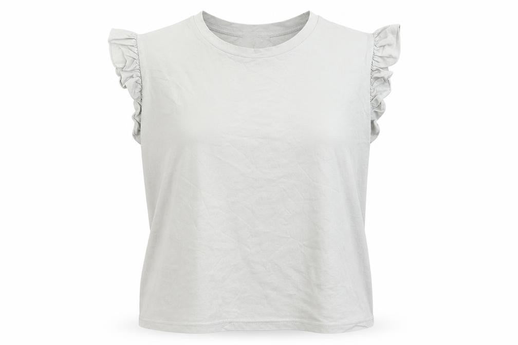 Zara Womens Grey  Cotton Basic Blouse Size L Crew Neck
