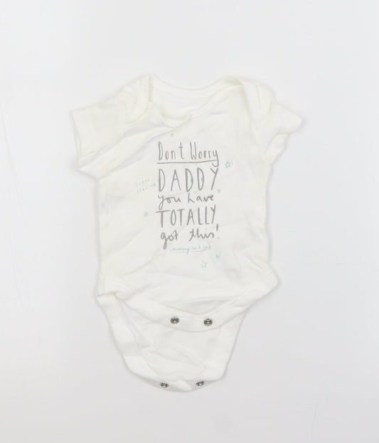 George Baby White  Cotton Babygrow One-Piece Size 0-3 Months