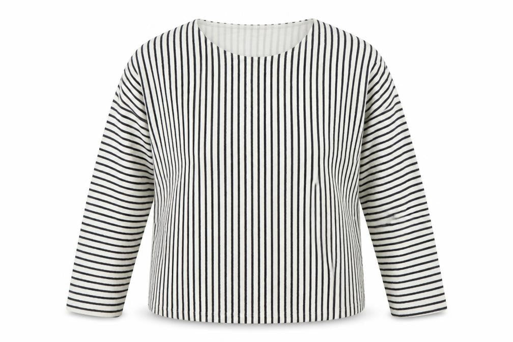 Marks & Spencer Womens White Crew Neck Striped Cotton Pullover Jumper Size 16
