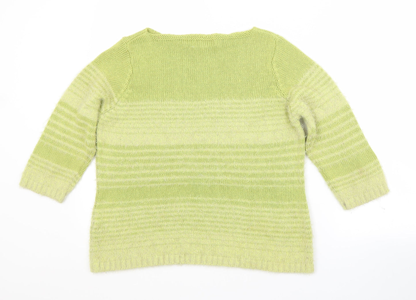 Per Una Womens Green Boat Neck Striped Acrylic Pullover Jumper Size M