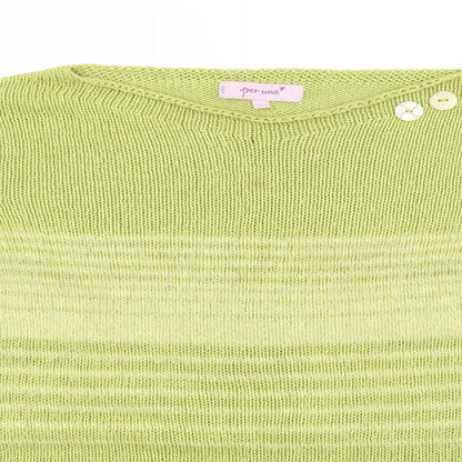 Preloved Per Una Womens Green Boat Neck Striped Acrylic Pullover Jumper Size M - Detail