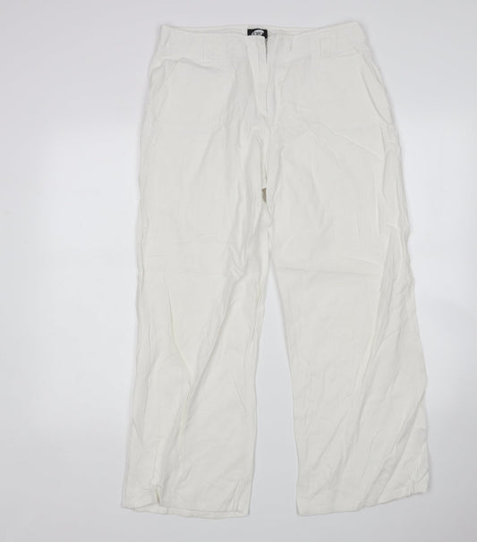 Logo Womens White   Trousers  Size 14 L29 in Regular