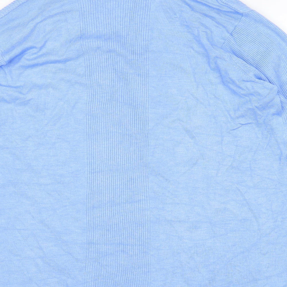 EWM Womens Blue V-Neck  Viscose Cardigan Jumper Size L