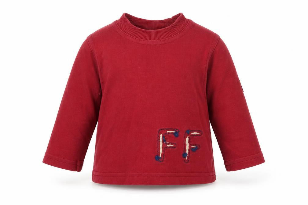 Feu Follet Boys Red  Cotton Basic T-Shirt Size 6-9 Months Round Neck