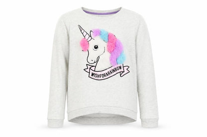 H&M Girls Grey  Cotton Pullover Sweatshirt Size 11-12 Years   - Unicorn