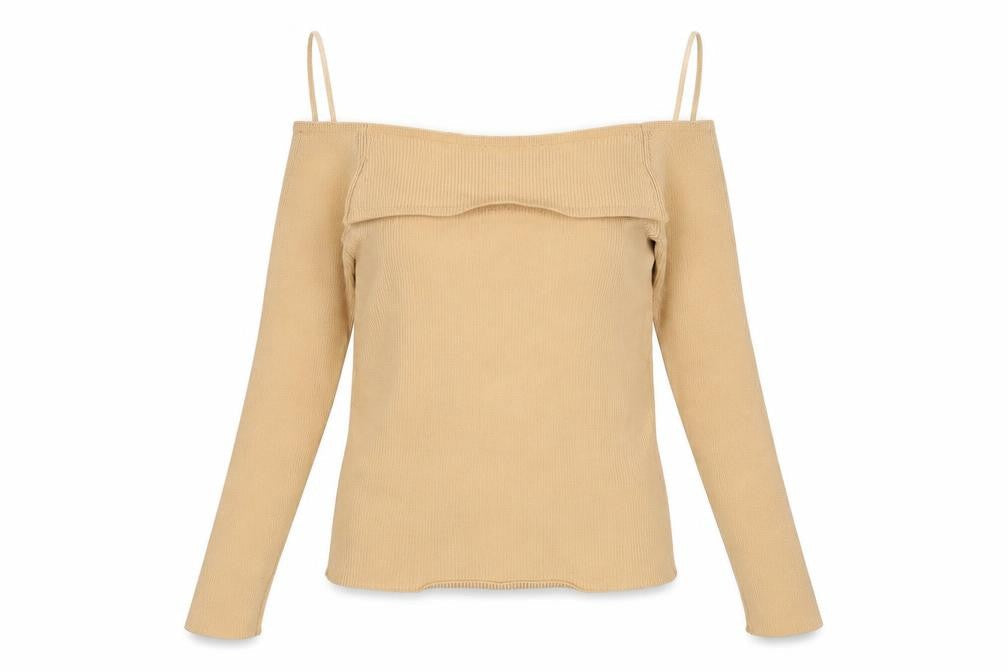 River Island Womens Beige Square Neck  Polyester Pullover Jumper Size 10
