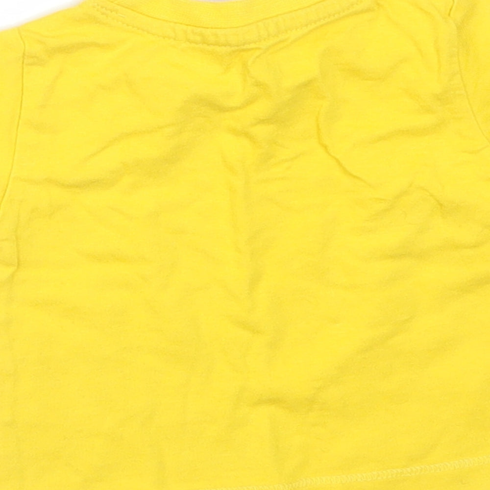 Peacocks Baby Yellow  Cotton Basic T-Shirt Size Newborn Round Neck  - DADDY'S NUMBER 1