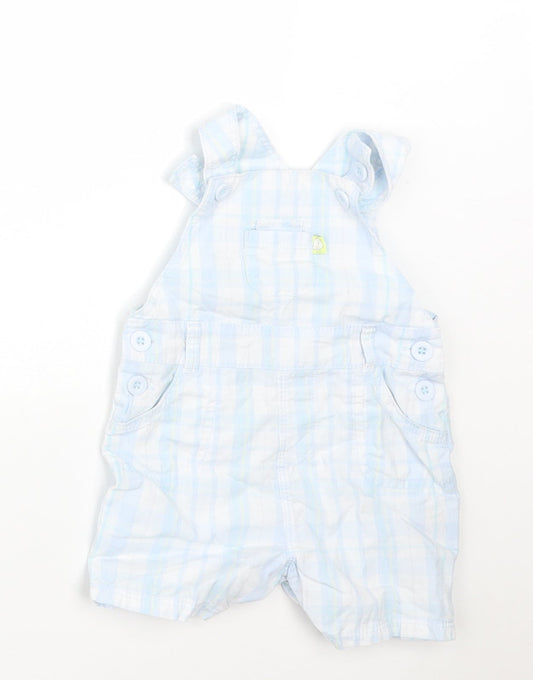 Mothercare Boys Blue Check Cotton Dungaree One-Piece Size Newborn