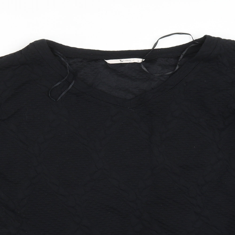 TU Womens Black Geometric Polyester Pullover Sweatshirt Size 20