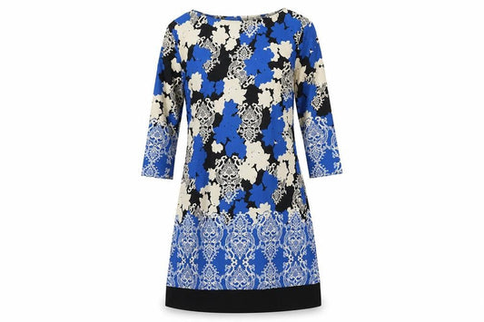 Atmosphere Womens Blue Floral Polyester A-Line  Size 12 Round Neck