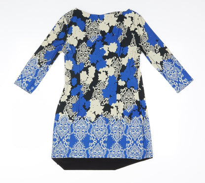 Atmosphere Womens Blue Floral Polyester A-Line  Size 12 Round Neck