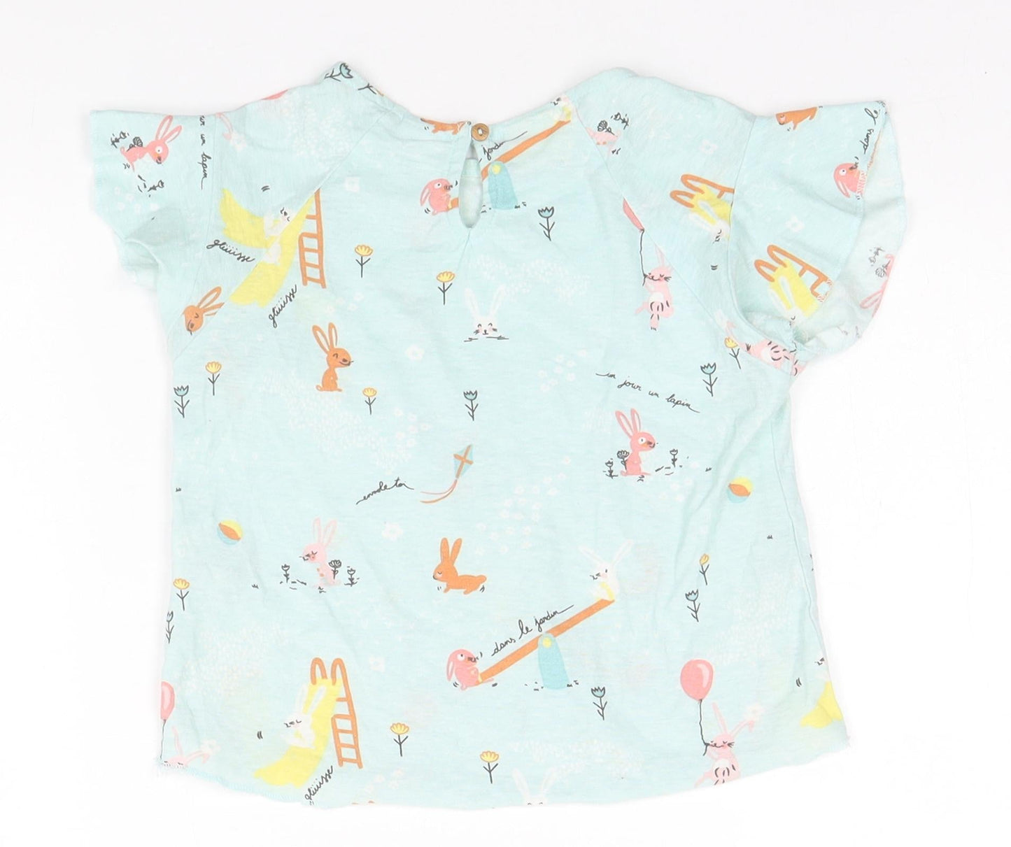 Zara Girls Green Animal Print Cotton Basic T-Shirt Size 2-3 Years Round Neck
