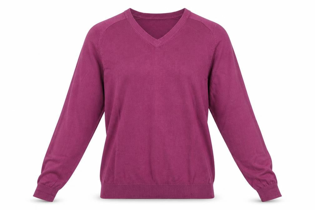 EWM Womens Pink V-Neck  Cotton Pullover Jumper Size S