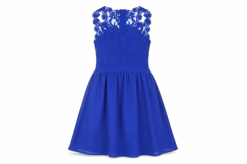 H&M Womens Blue  Polyester A-Line  Size 6 Round Neck