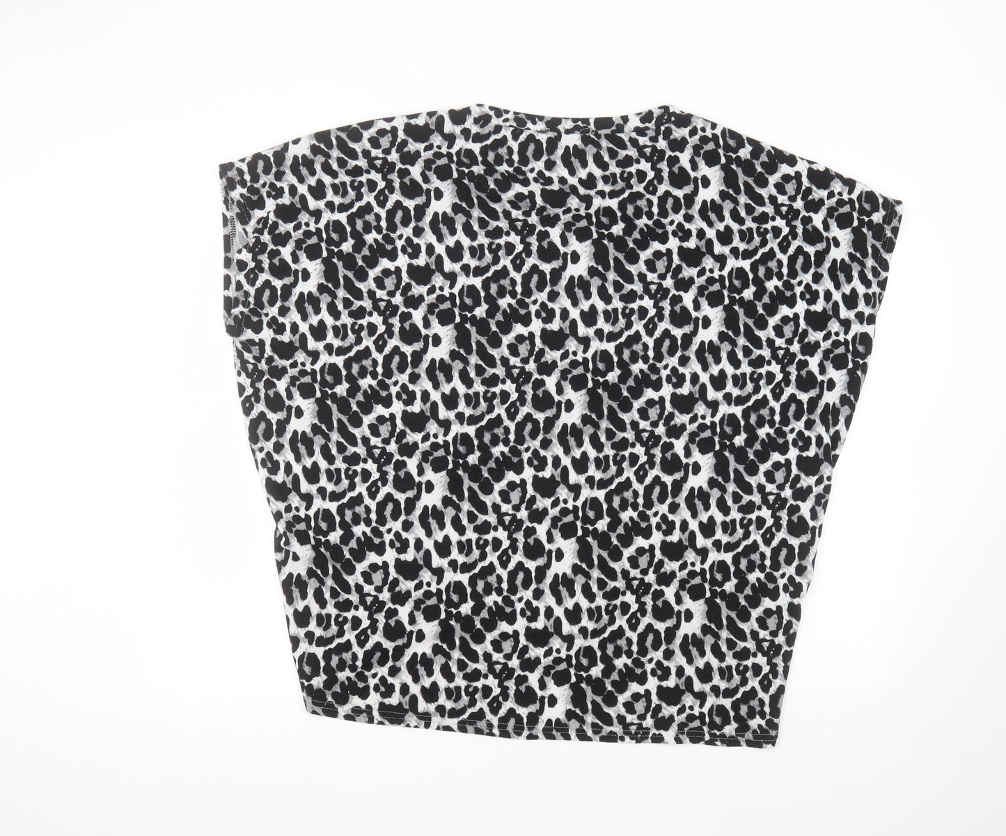 Bluevanilla Womens Grey Animal Print Polyester Basic T-Shirt Size M Round Neck