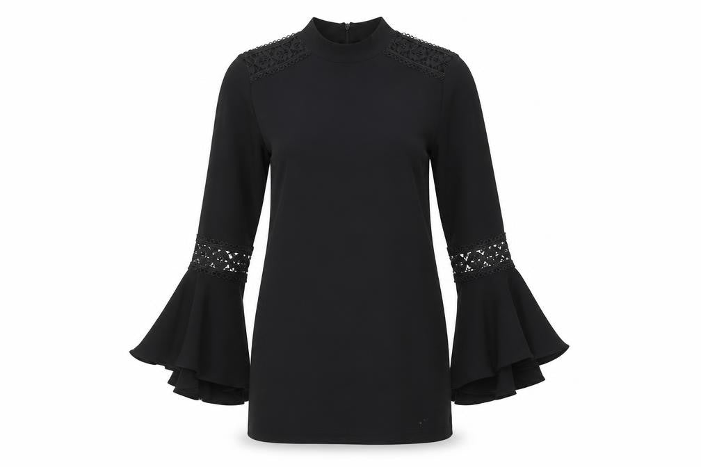 Primark Womens Black  Polyester Basic Blouse Size 6 Round Neck