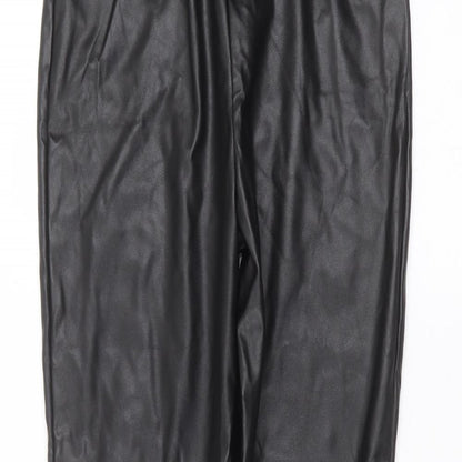 PRETTYLITTLETHING Womens Black  Polyester Trousers  Size 12 L28 in Regular
