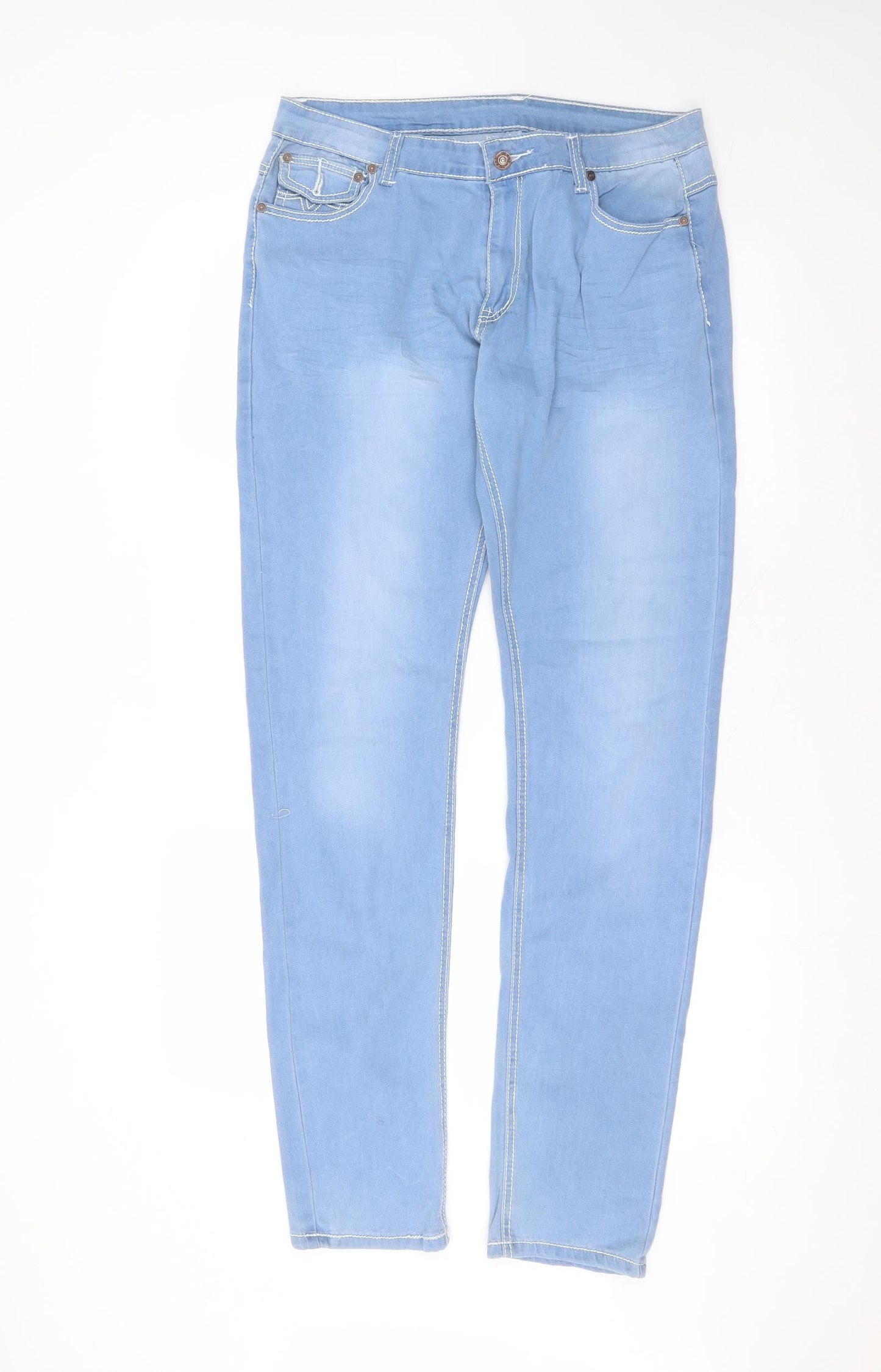 Preworn Womens Blue  Polyester Skinny Jeans Size XL L31 in Regular