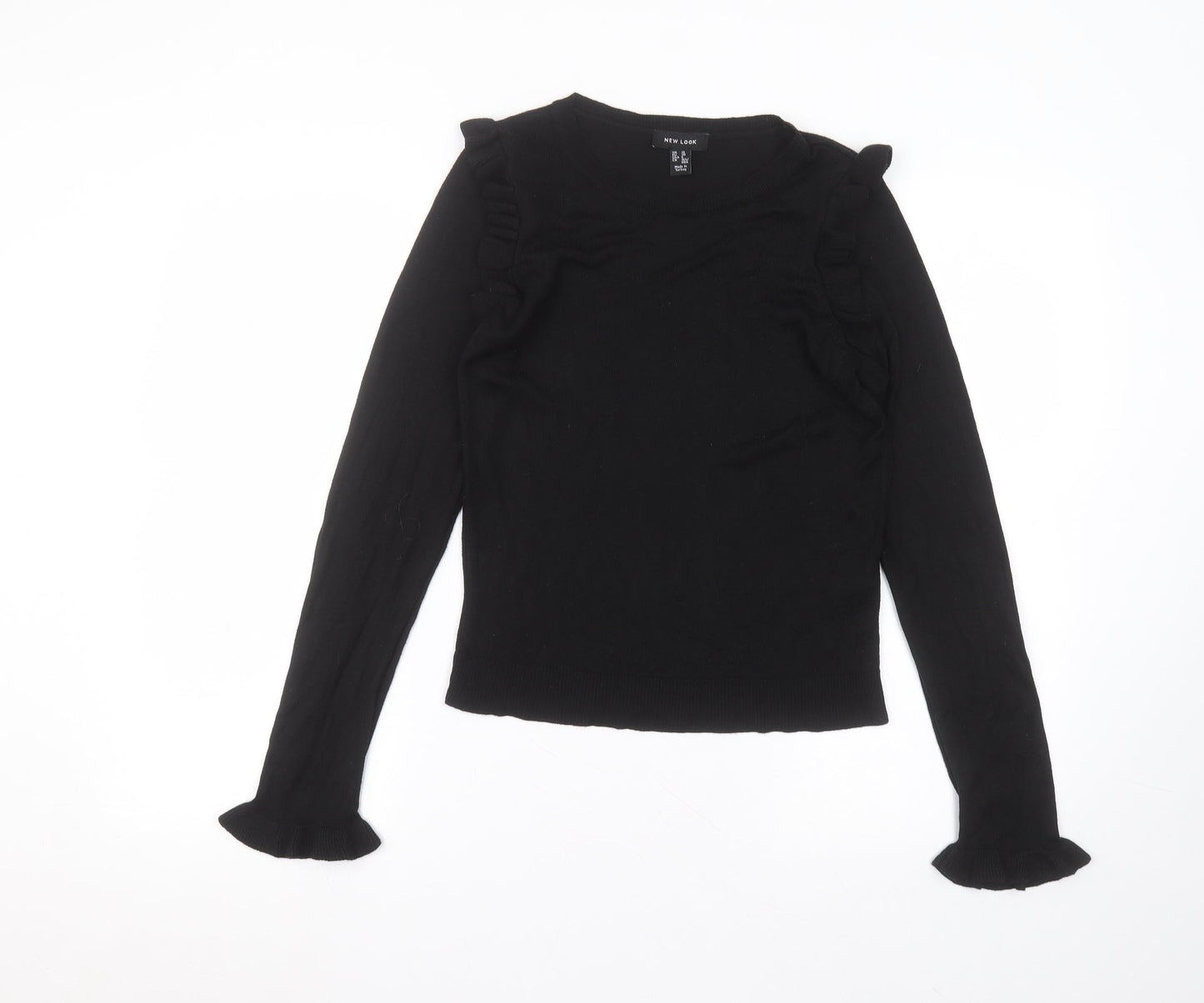 New Look Womens Black  Viscose Basic T-Shirt Size 10 Round Neck
