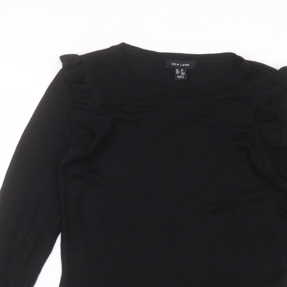 New Look Womens Black  Viscose Basic T-Shirt Size 10 Round Neck