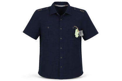 Duke Linen Mens Blue  Cotton  Button-Up Size M Collared