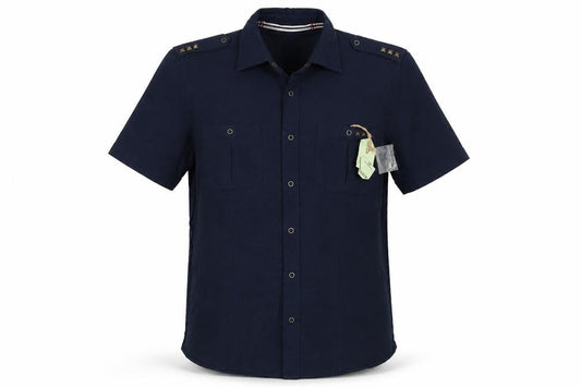 Duke Linen Mens Blue  Cotton  Button-Up Size M Collared
