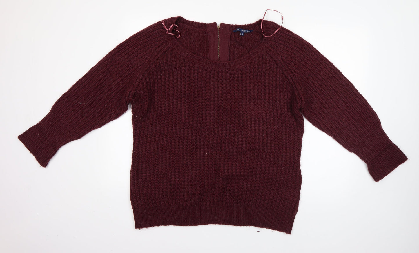 Store Twenty One Womens Red Round Neck  Acrylic Pullover Jumper Size XL