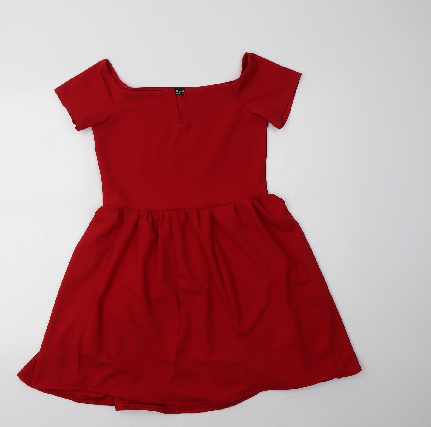 Select Womens Red  Polyester Fit & Flare  Size 12 Round Neck