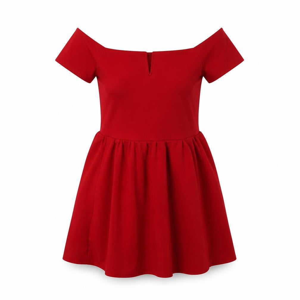 Select Womens Red  Polyester Fit & Flare  Size 12 Round Neck
