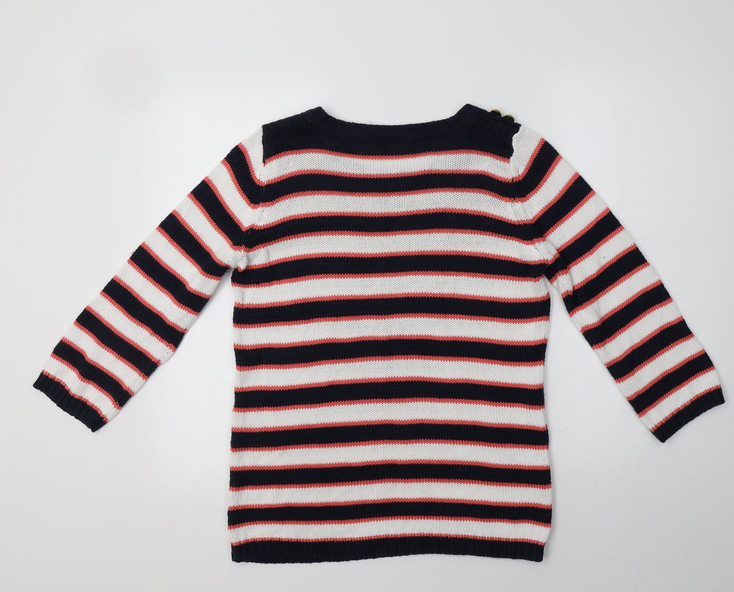 Preworn Womens Multicoloured Round Neck Striped Cotton Pullover Jumper Size M