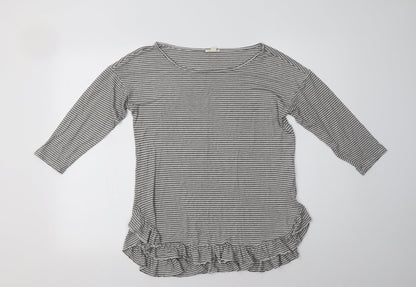 ESPRIT Womens White Striped Viscose Basic Blouse Size M Boat Neck