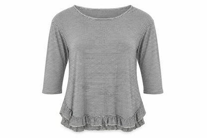 ESPRIT Womens White Striped Viscose Basic Blouse Size M Boat Neck
