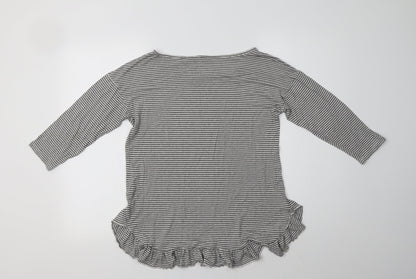 ESPRIT Womens White Striped Viscose Basic Blouse Size M Boat Neck