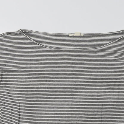 ESPRIT Womens White Striped Viscose Basic Blouse Size M Boat Neck