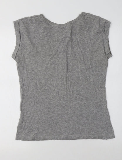 Preloved New Look Womens Grey  Cotton Basic T-Shirt Size 10 Crew Neck - Heart - Back