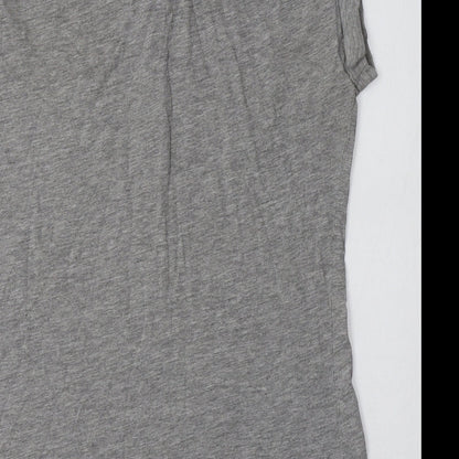 Preloved New Look Womens Grey  Cotton Basic T-Shirt Size 10 Crew Neck - Heart - Label