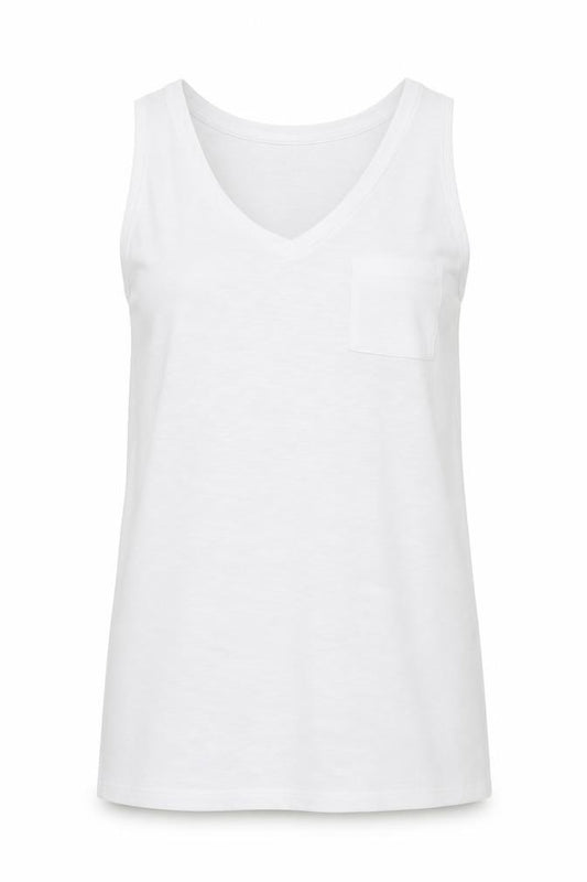 Papaya Womens White  Polyester Tunic Tank Size M V-Neck - Short Side Hemline vents