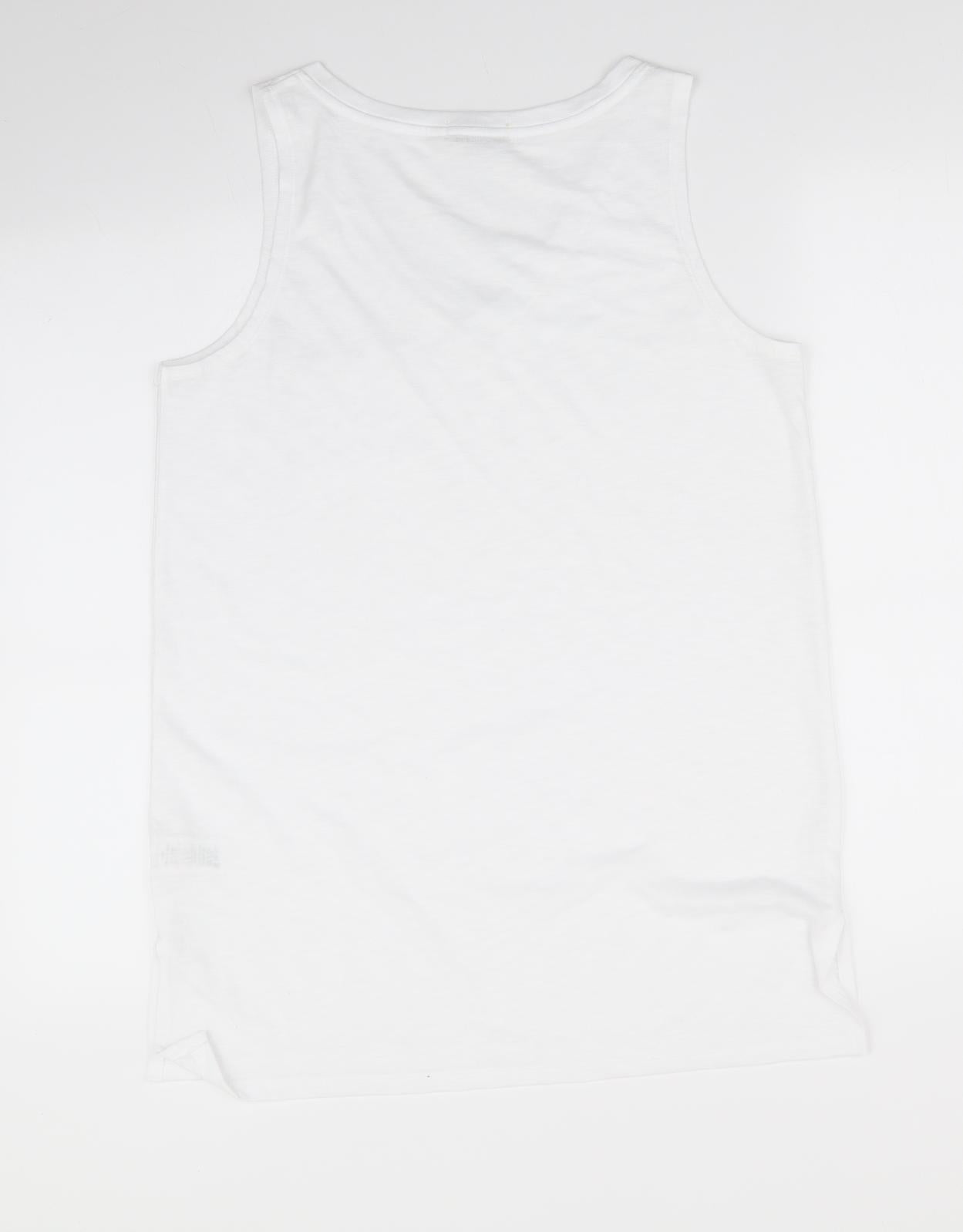 Papaya Womens White  Polyester Tunic Tank Size M V-Neck - Short Side Hemline vents