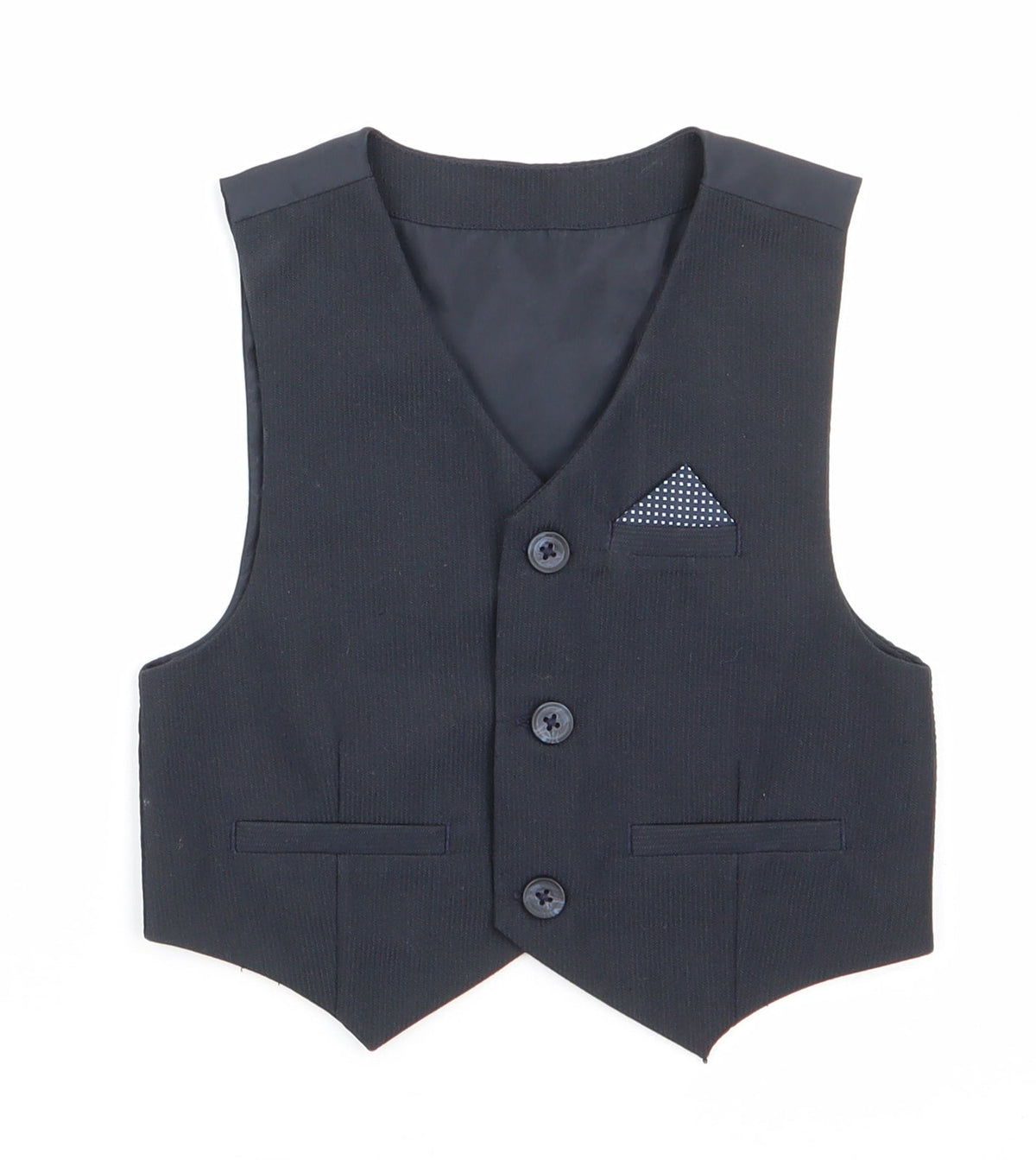 Urban Rascals Boys Grey   Gilet Waistcoat Size 3 Years   - Dress Waistcoat Blue with White polka dot faux hankerchief