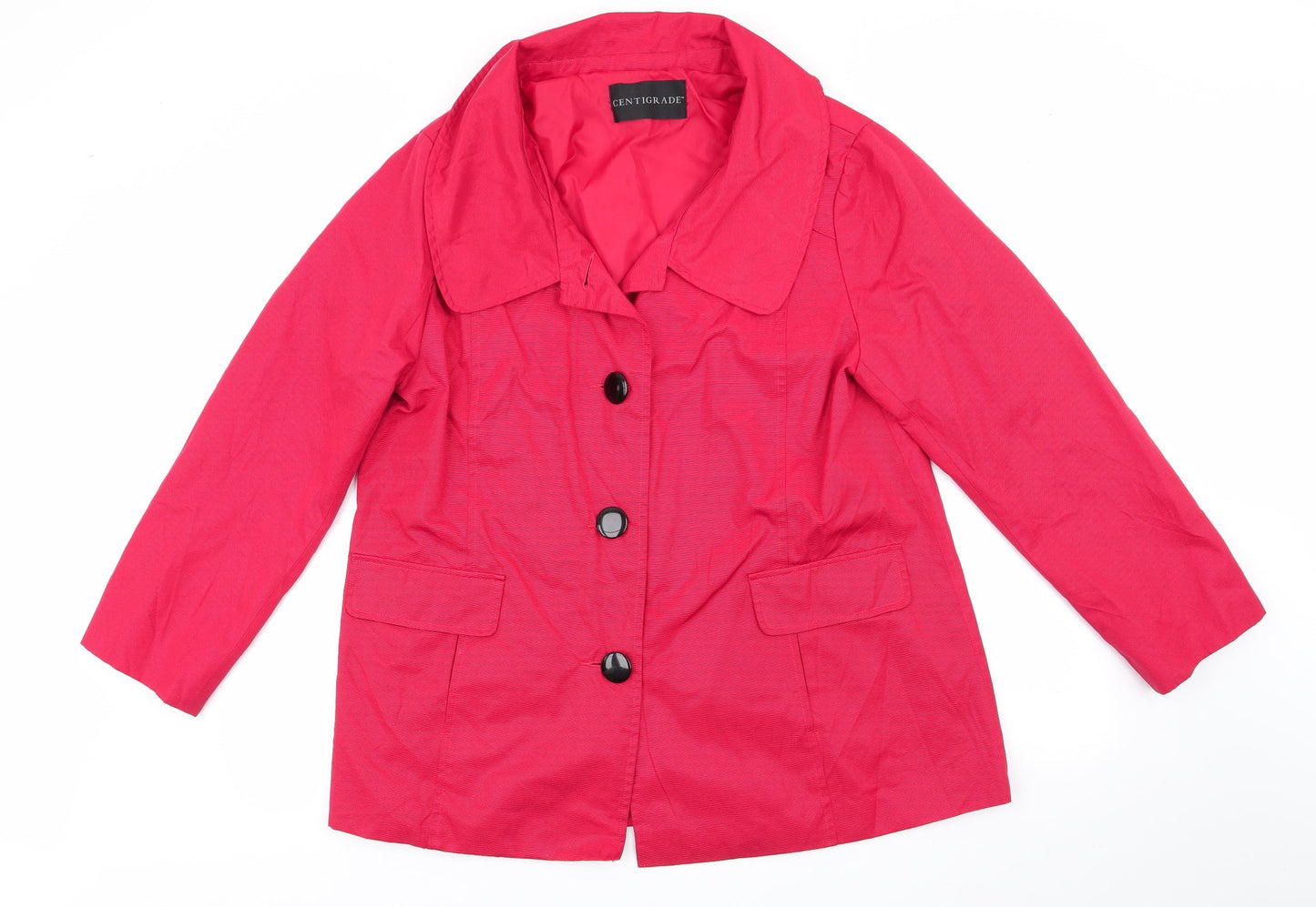 Centigrade Womens Red   Overcoat Coat Size L   - Subtle sheen Large Collar