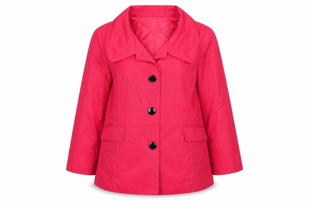 Centigrade Womens Red   Overcoat Coat Size L   - Subtle sheen Large Collar