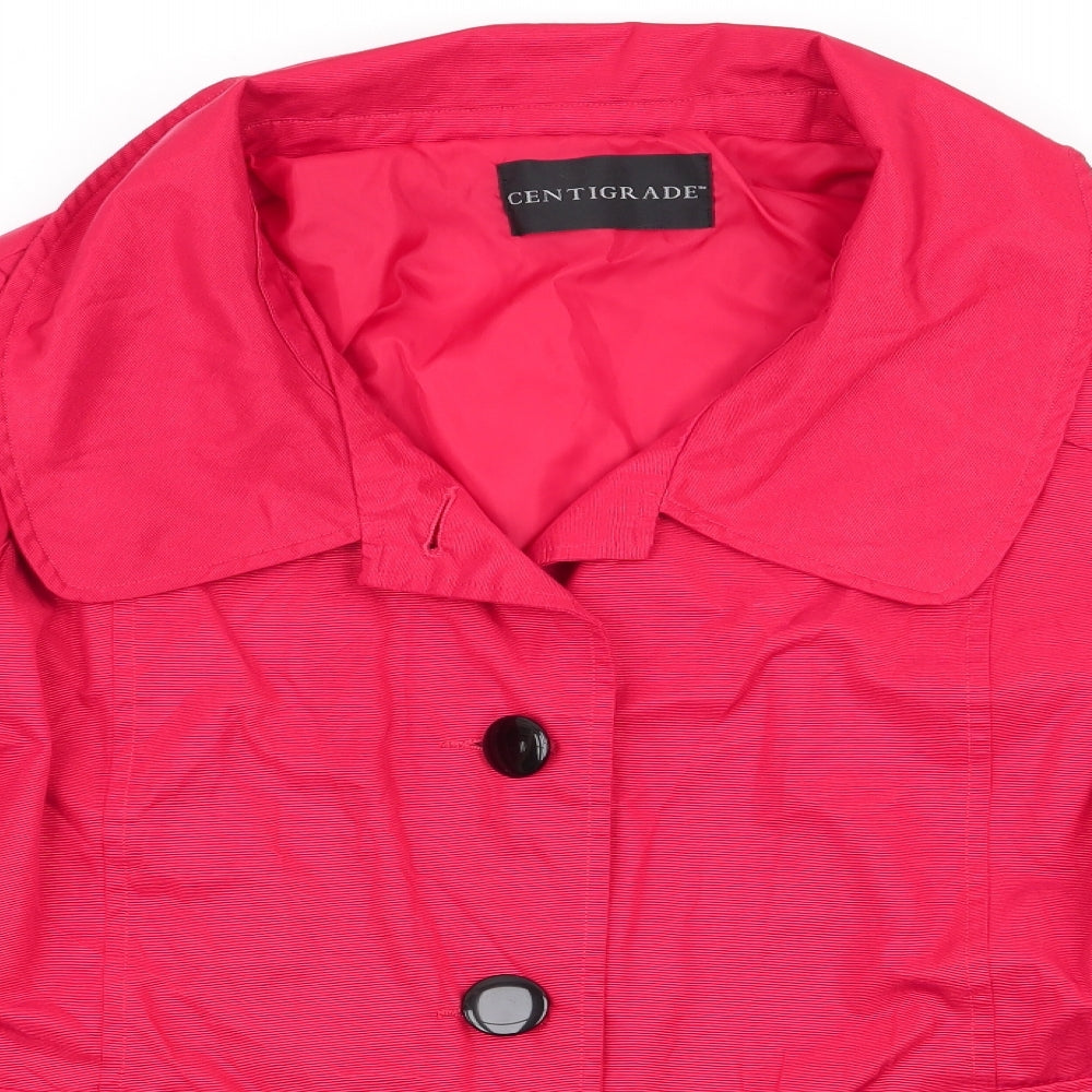 Centigrade Womens Red   Overcoat Coat Size L   - Subtle sheen Large Collar