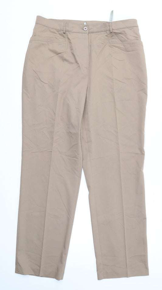 Gelco Womens Brown  Viscose Dress Pants Trousers Size 16 L30 in Regular