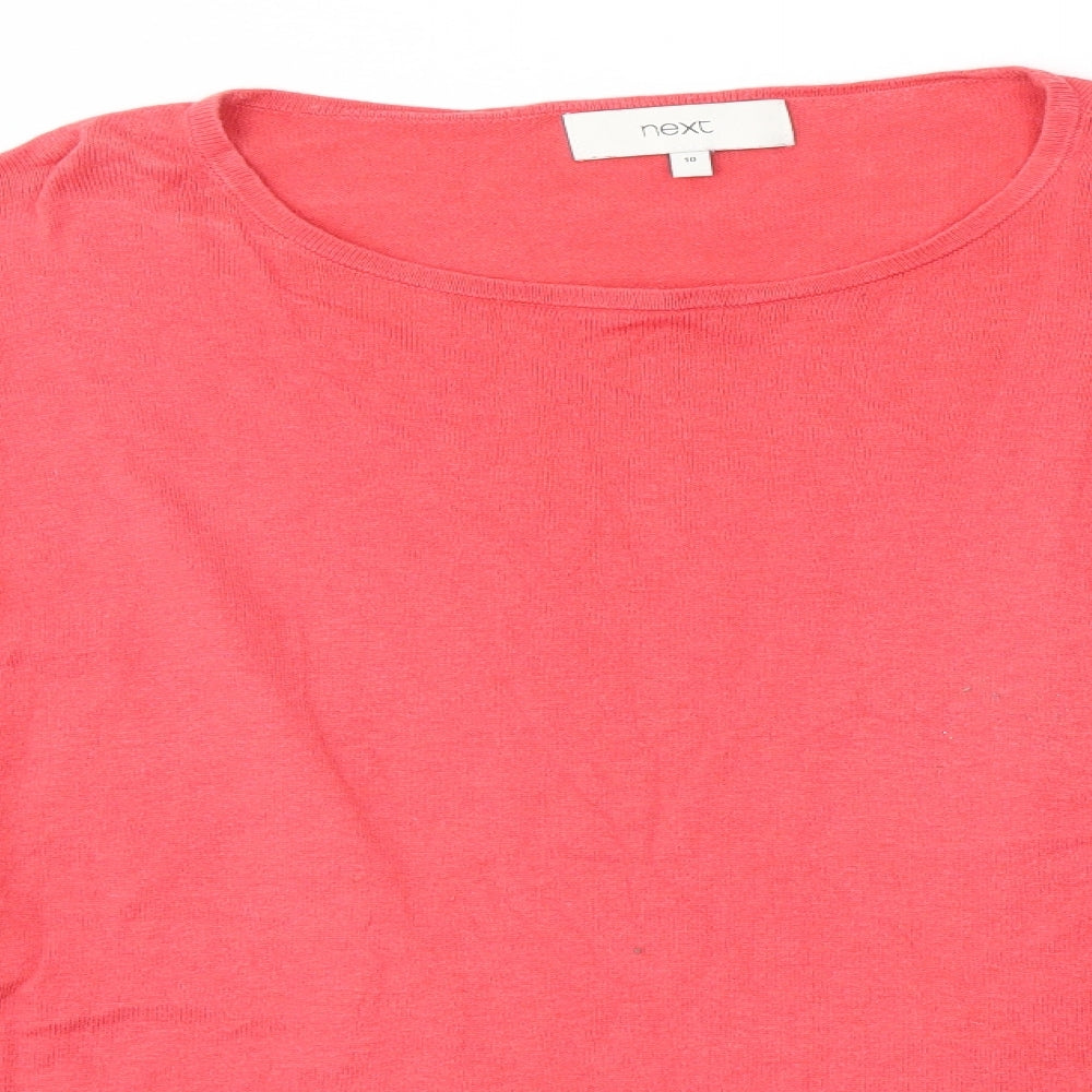 NEXT Womens Pink  Cotton Basic Blouse Size 10 Round Neck