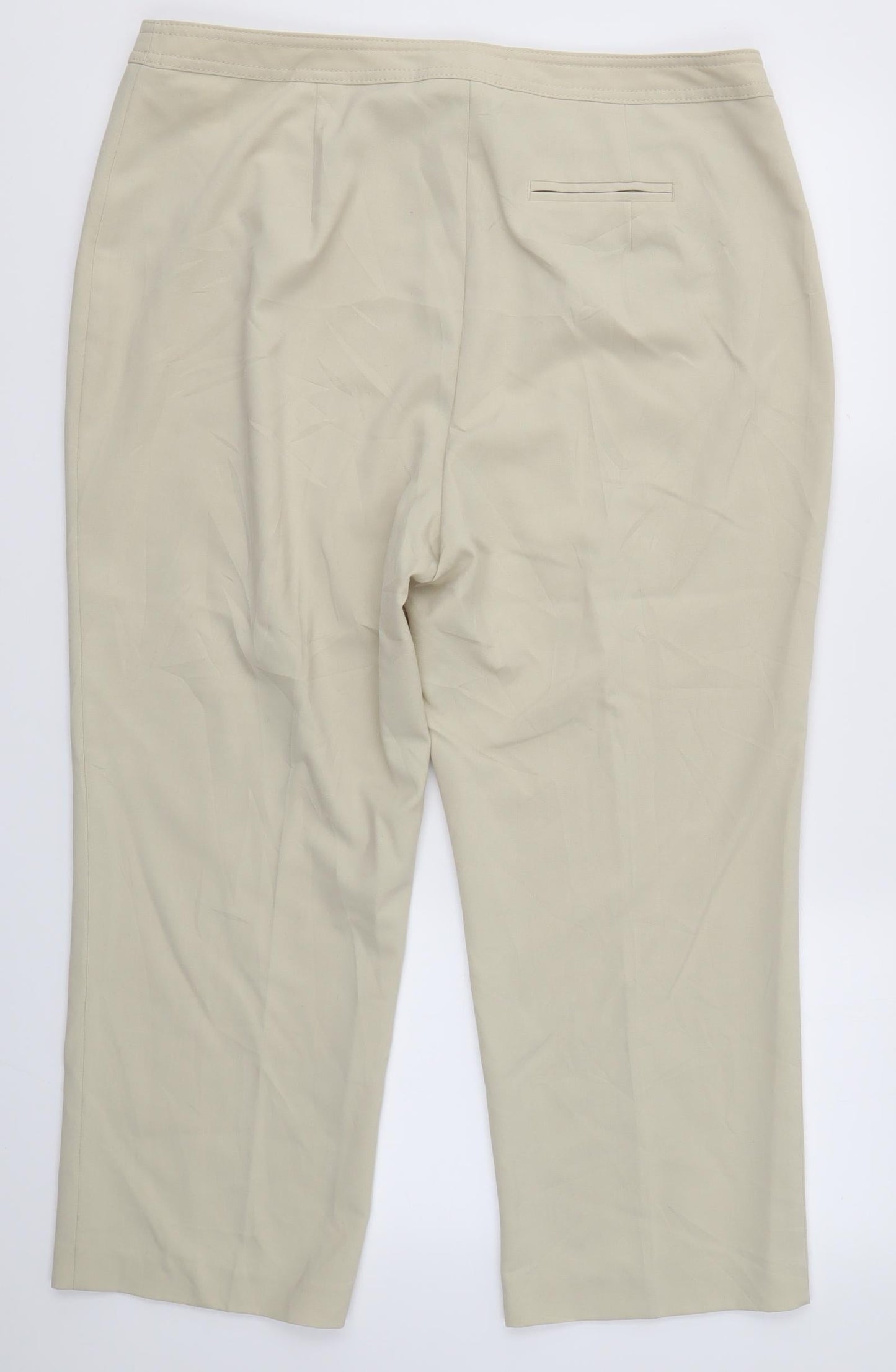 M&S Womens Beige  Polyester Dress Pants Trousers Size 18 L24 in Regular