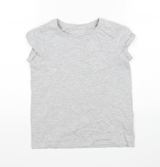 NEXT Girls Grey  Cotton Basic T-Shirt Size 8 Years Round Neck