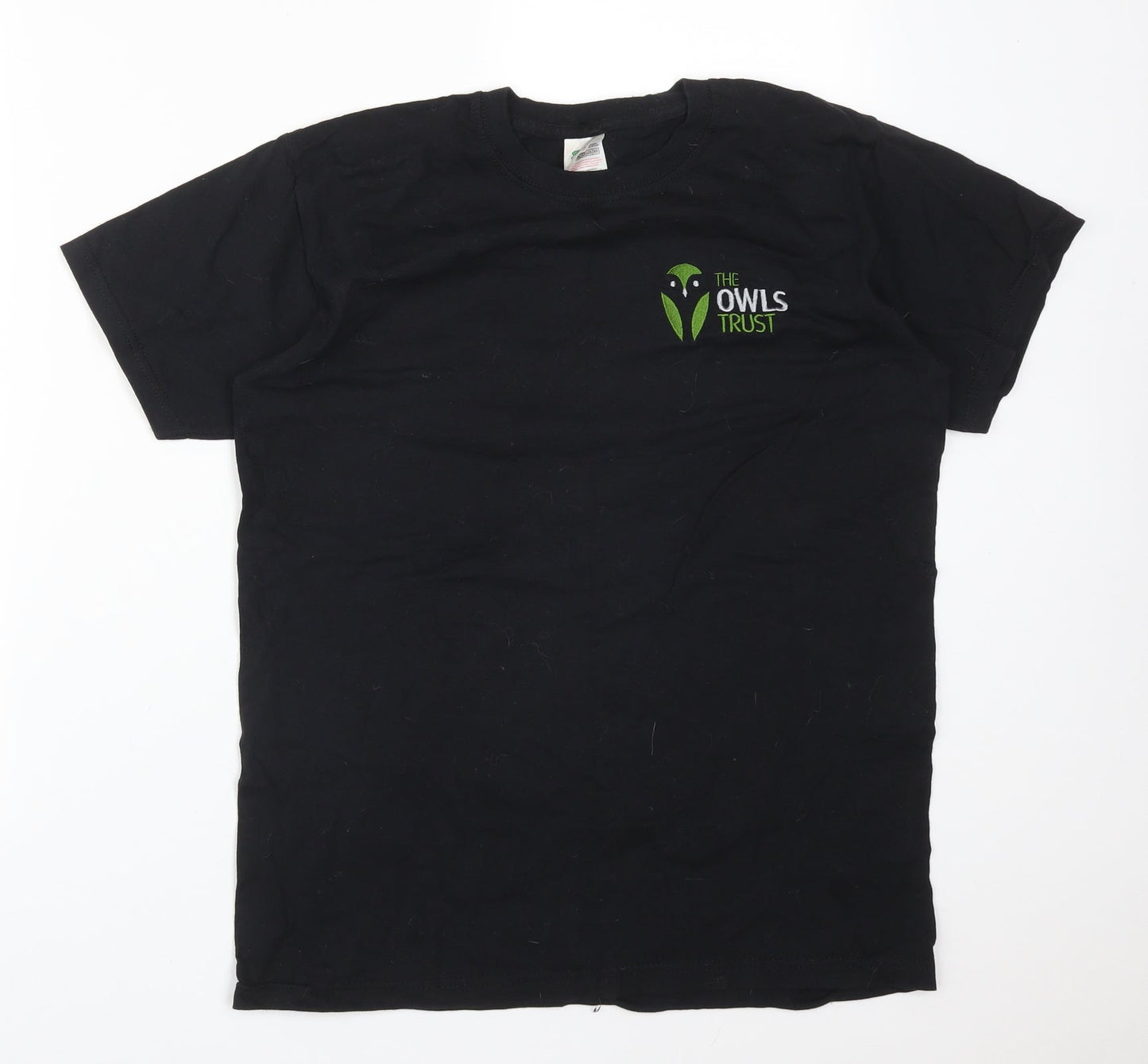 Fruit of the Loom Womens Black  Cotton Basic T-Shirt Size S Round Neck - THE OWL TRUST