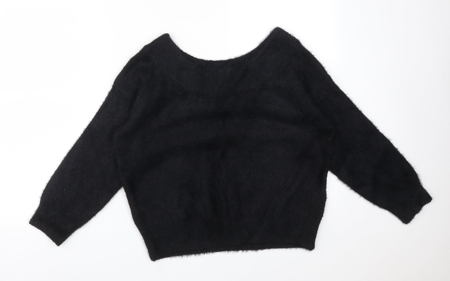 New Look Womens Black  Acrylic Basic T-Shirt Size S Round Neck