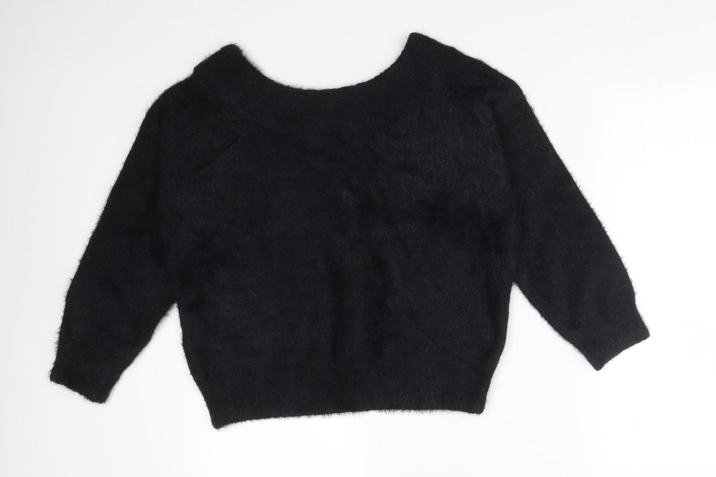 New Look Womens Black  Acrylic Basic T-Shirt Size S Round Neck