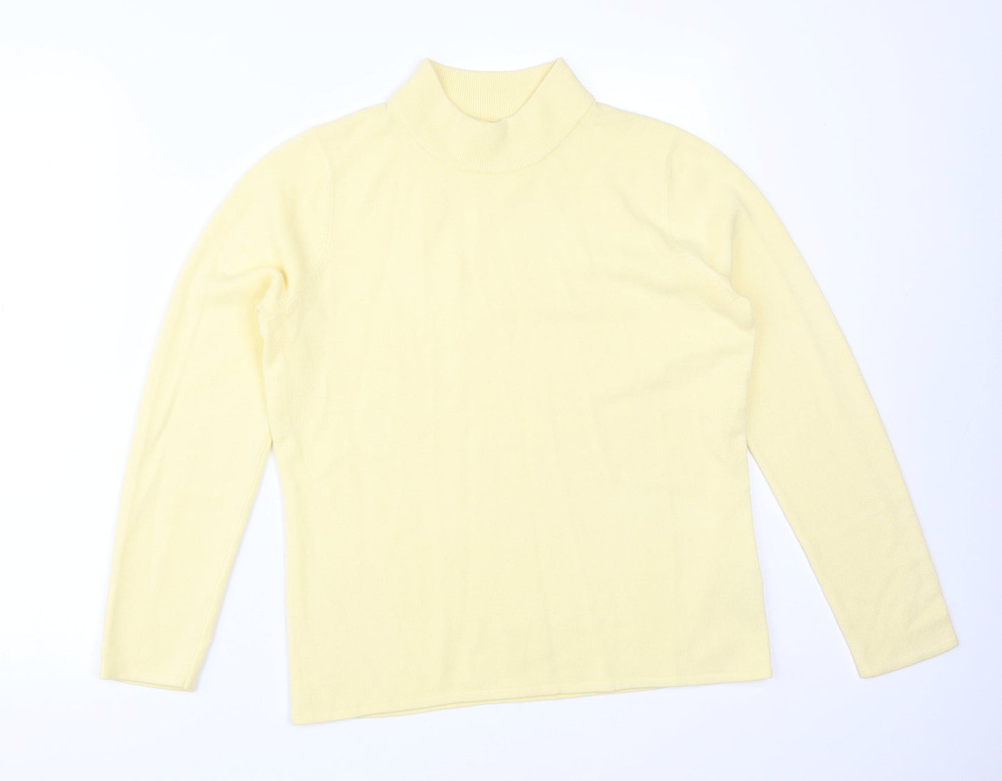 BONMARCHE Womens Yellow  Acrylic Basic T-Shirt Size S High Neck